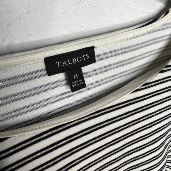 Talbots Women’s Striped Raglan Ruffle Cuff Pullover Top Size Medium - Picture 3 of 8